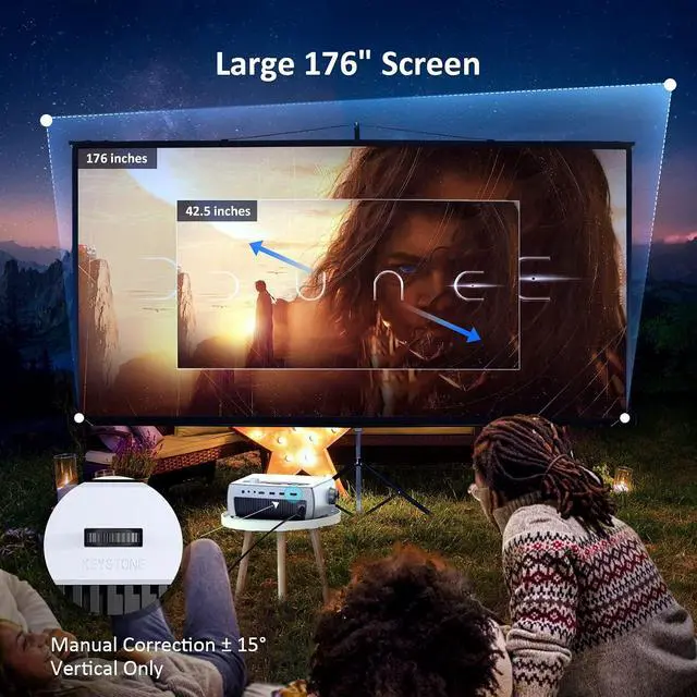 Alt view image 5 of 7 - NexiGo WiFi Bluetooth Projector PJ10, 300ANSI, Native 1080P Movie Projector, Dolby_Sound Support, Remote, Compatible with Phone, Computer, HDMI, USB, AV Interfaces