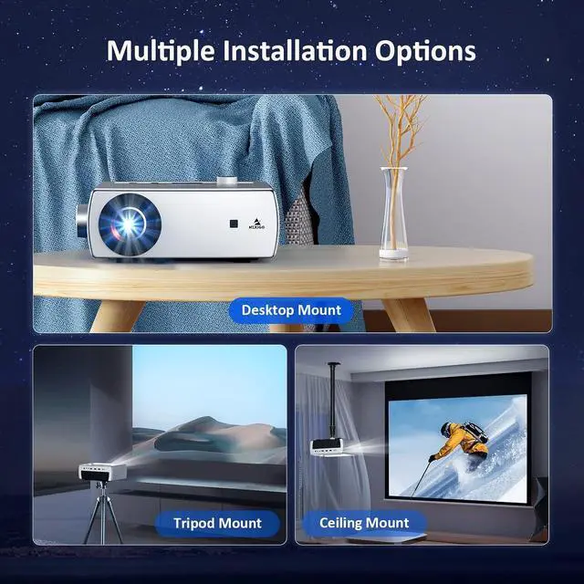 Alt view image 7 of 7 - NexiGo WiFi Bluetooth Projector PJ10, 300ANSI, Native 1080P Movie Projector, Dolby_Sound Support, Remote, Compatible with Phone, Computer, HDMI, USB, AV Interfaces