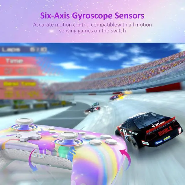 Alt view image 6 of 7 - NexiGo Switch Controller 2 Pack, Wireless Bluetooth Controller for Nintendo Switch 2 and Switch, with No Deadzone, Turbo, LED Light, Motion, and Dual Vibration (Cosmic Nebula & Violet Unicorn)