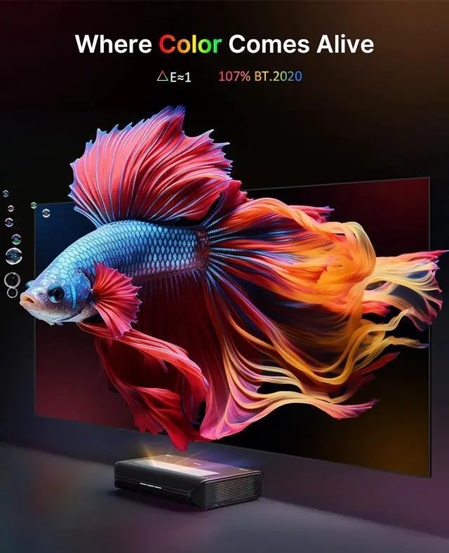 Alt view image 7 of 7 - NexiGo Aurora Pro MKII, 4K Tri-Color Laser UST Projector, 30000:1 Contrast Ratio, Dynamic Iris & Laser Dimming, 0.21:1 Throw Ratio, Dolby Vision & Atmos, HDR10+, 3D, 4.2ms ~ 8ms Low Latency