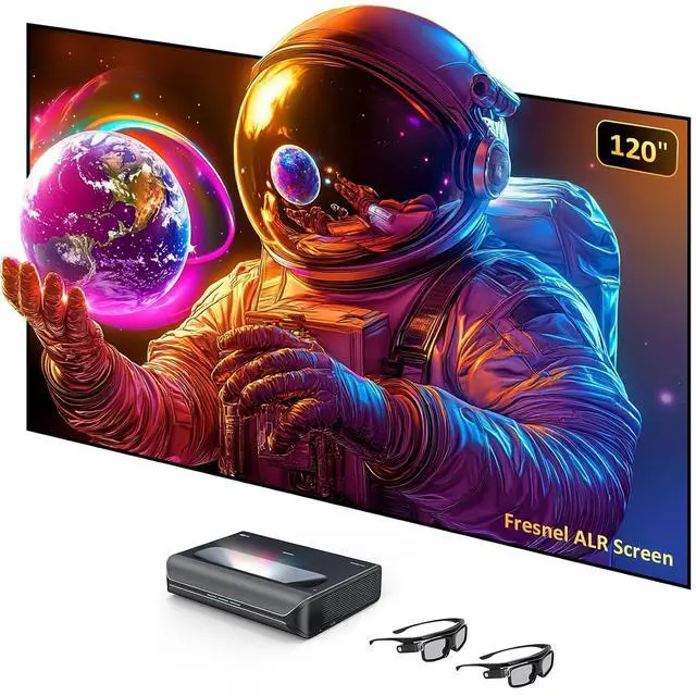 Main image of NexiGo Aurora Pro MKII Laser TV with 120" Fresnel ALR Screen and 3D Glasses, 4K Tri-Color Laser UST Projector, Dynamic Iris & Laser Dimming, 0.21:1 Throw Ratio, Dolby Vision, Dolby Atmos, HDR10+