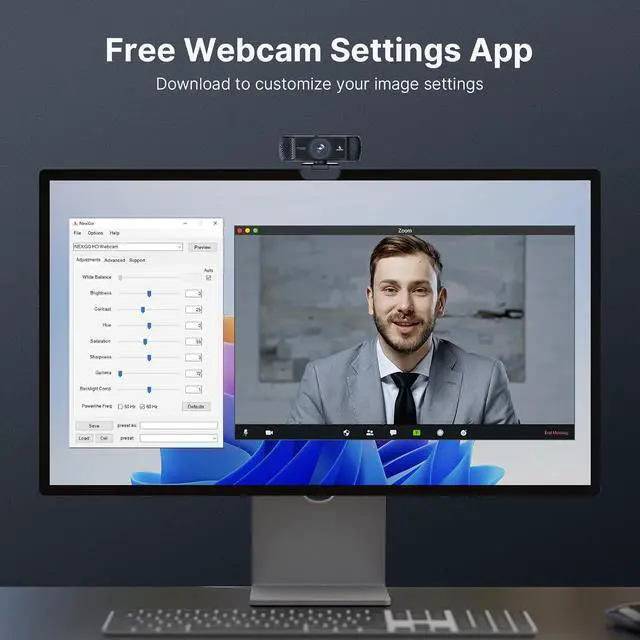 Alt view image 5 of 7 - NexiGo 1080P 60FPS Webcam with Software Control and Microphone, AutoFocus, w/Privacy Cover, N680P Pro Computer Web Camera for Skype Zoom Teams, Mac PC Laptop Desktop