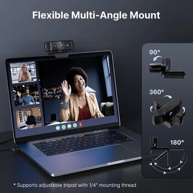Alt view image 7 of 7 - NexiGo 1080P 60FPS Webcam with Software Control and Microphone, AutoFocus, w/Privacy Cover, N680P Pro Computer Web Camera for Skype Zoom Teams, Mac PC Laptop Desktop