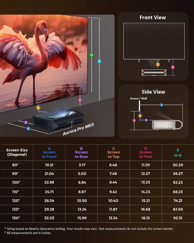 Alt view image 7 of 7 - NexiGo Aurora Pro MKII with 3D Glasses, 4K Tri-Color Laser UST Projector, Dynamic Iris & Laser Dimming, 0.21:1 Throw Ratio, Dolby Vision, Dolby Atmos, HDR10+, Low Latency, 60 W Speakers