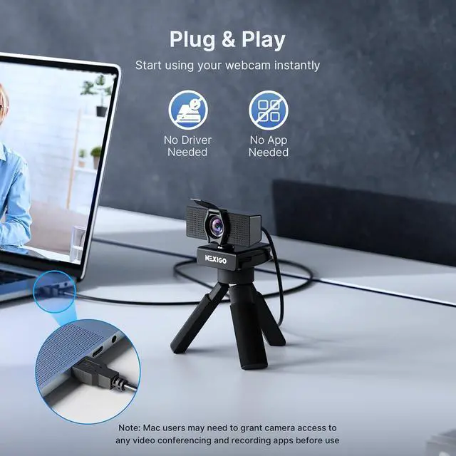 Alt view image 7 of 7 - NexiGo N60 Pro 4K Webcam for PC, 4K UHD Sony Sensor, Autofocus, 1080p 60 fps, Noise-Canceling Mics, Privacy Cover, Distortion-Free Lens, 4X Digital Zoom, Works with Switch 2/Zoom/Teams/Google Meet