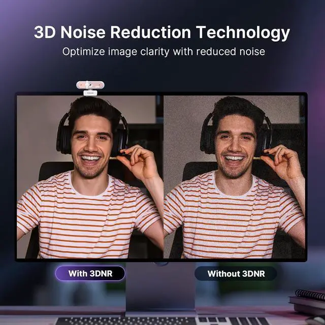 Alt view image 5 of 7 - NexiGo 4K UHD Webcam Kit, N660P Pro Web Cam with Distortion-Free Lens, 1080p 60 fps Autofocus, 3DNR, Noise-Canceling Mics, Flexible Tripod Stand, for Gaming/Live Streaming/PC/Mac/Switch 2, Pink