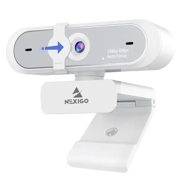 Main image of NexiGo N660P (Gen 2) 1080P 60FPS Webcam with Software Control, Dual Microphone & Cover, Autofocus, HD USB Computer Web Camera, for OBS/Zoom/Skype/FaceTime/Teams/Twitch, White