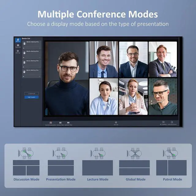 Alt view image 5 of 7 - NexiGo Meeting 360 Ultra (Gen 3), Enhanced All-in-One Conference Camera System, Multi-Camera Setup, 8K Capture, AI-Powered Framing and Auto Tracking, for Medium to Large Meeting Rooms
