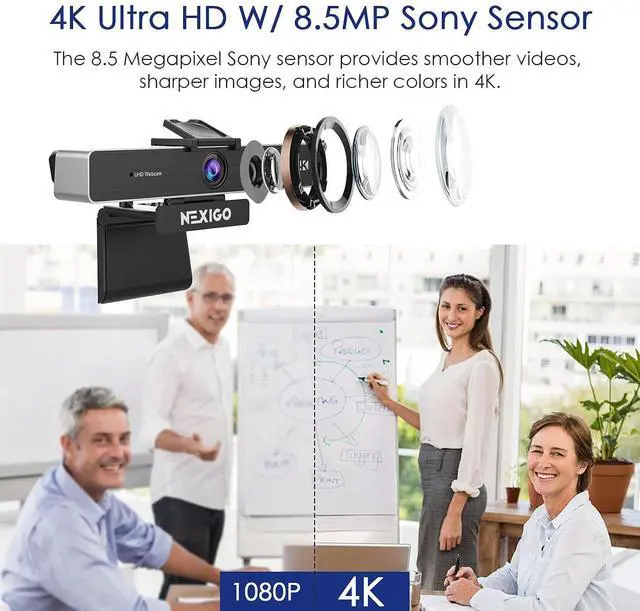 Alt view image 2 of 7 - Zoom Certified, NexiGo N950P (Gen 2) 4K Zoomable Webcam, RF Remote, Sony_Starvis Sensor, 5X Digital Zoom, Pro Web Camera with Dual Stereo Mics