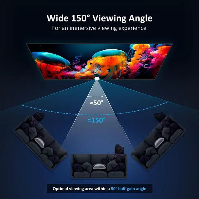 Alt view image 6 of 7 - NexiGo 100-Inch Fresnel Projector Screen for Bright Day Light Use, 85% Ambient Light Rejecting ALR Projection Screen for Ultra Short Throw Projector, 16:9 Fixed Frame, Active 3D, HDR