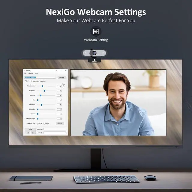 Alt view image 4 of 7 - NexiGo N660P 1080P 60FPS Webcam with Software Control, Dual Microphone & Cover, Autofocus, HD USB Computer Web Camera, for OBS/Gaming/Zoom/Skype/FaceTime/Teams/Twitch