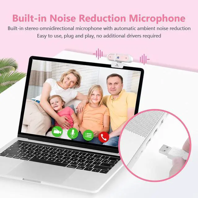 Alt view image 3 of 7 - NexiGo 60FPS 1080P Webcam Kits, N660P FHD USB Web Camera with Privacy Cover and Dual Microphones, Upgraded Video Conference Lighting, Lightweight Mini Tripod, for Zoom/Skype/Teams, Pink