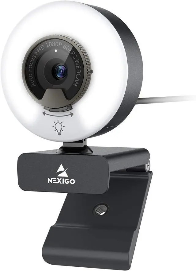 Main image of NexiGo N960E 1080P 60FPS Webcam with Light, Software Included, Fast AutoFocus, Built-in Privacy Cover, USB Web Camera, Dual Stereo Microphone, for Zoom Meeting Skype Teams Twitch
