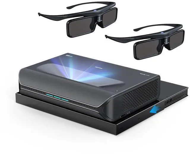 Main image of NexiGo Aurora Pro with Official AS200 Motorized UST Tray and 3D Glasses, Ultra Short Throw 4K Tri-Color Laser Projector, 2400 Lumens, Dynamic Laser Dimming, Dolby Vision & Atoms, Up to 150" Display