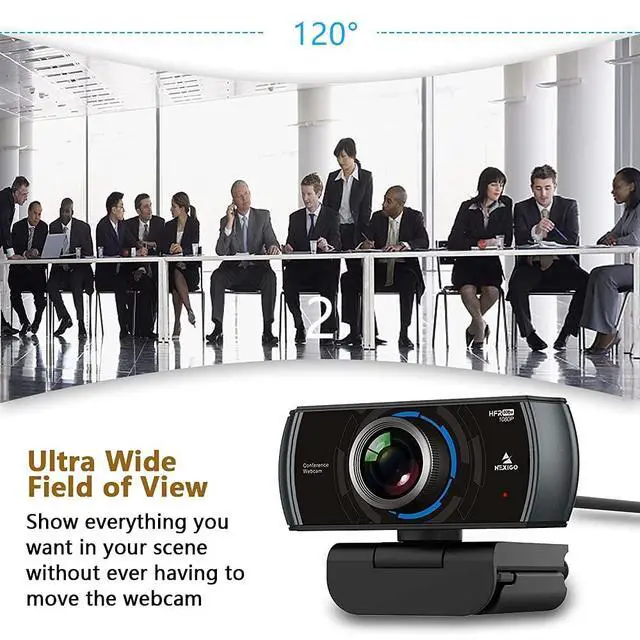 Alt view image 7 of 7 - NexiGo N980P 1080P 60FPS Webcam with Microphone and Software Control, USB Computer Camera, Built-in Dual Noise Reduction Mics, 120° Wide-Angle for Zoom/Skype/FaceTime/Teams, PC Mac Laptop Desktop