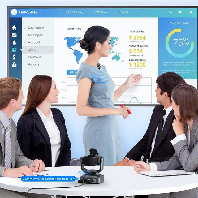 Alt view image 6 of 7 - NexiGo Zoom Certified, N990 (Gen 2) 4K PTZ Webcam, Video Conference Camera System with 5X Digital Zoom, Sony_Starvis Sensor, Position Preset, Dual Stereo Mics, 3.5mm Audio Jacks for External Mics