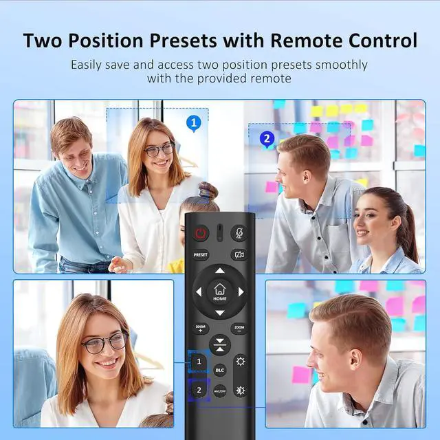 Alt view image 3 of 7 - NexiGo Zoom Certified, N990 (Gen 2) 4K PTZ Webcam, Video Conference Camera System with 5X Digital Zoom, Sony_Starvis Sensor, Position Preset, Dual Stereo Mics, 3.5mm Audio Jacks for External Mics