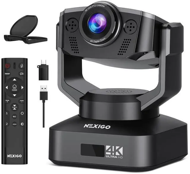 Main image of NexiGo Zoom Certified, N990 (Gen 2) 4K PTZ Webcam, Video Conference Camera System with 5X Digital Zoom, Sony_Starvis Sensor, Position Preset, Dual Stereo Mics, 3.5mm Audio Jacks for External Mics