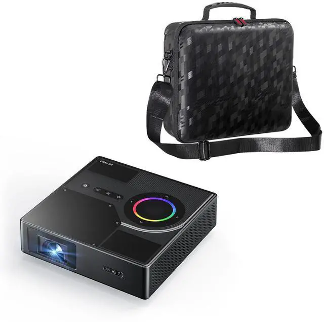 Main image of NexiGo Nova Mini Portable Laser Projector with Carrying Case, Google TV w/Netflix, 1080p FHD, 1200 Lumens, 15000:1 Contrast w/SAE, 3D, Auto Setup, 150" Display, 8W Dolby Audio, Home & Outdoor Use