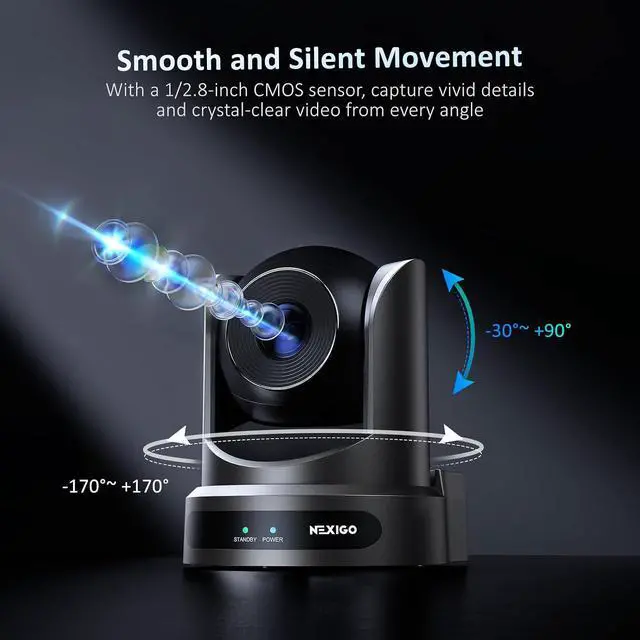 Alt view image 4 of 7 - NexiGo Conference Room PTZ Camera System with 10X Optical Zoom, Remote Control, USB Output & Autofocus for Live Streaming, Meetings, Church Services, Education, for OBS/Zoom/Skype | Easy Setup