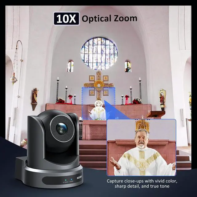 Alt view image 3 of 7 - NexiGo Conference Room PTZ Camera System with 10X Optical Zoom, Remote Control, USB Output & Autofocus for Live Streaming, Meetings, Church Services, Education, for OBS/Zoom/Skype | Easy Setup