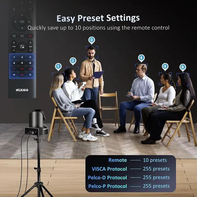 Alt view image 6 of 7 - NexiGo Conference Room PTZ Camera System with 10X Optical Zoom, Remote Control, USB Output & Autofocus for Live Streaming, Meetings, Church Services, Education, for OBS/Zoom/Skype | Easy Setup