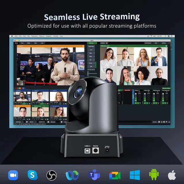 Alt view image 7 of 7 - NexiGo Conference Room PTZ Camera System with 10X Optical Zoom, Remote Control, USB Output & Autofocus for Live Streaming, Meetings, Church Services, Education, for OBS/Zoom/Skype | Easy Setup