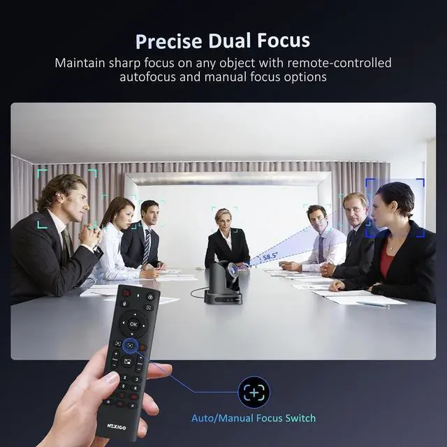 Alt view image 5 of 7 - NexiGo Conference Room PTZ Camera System with 10X Optical Zoom, Remote Control, USB Output & Autofocus for Live Streaming, Meetings, Church Services, Education, for OBS/Zoom/Skype | Easy Setup