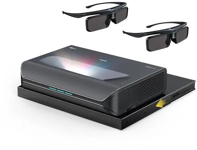Main image of NexiGo Aurora Pro MKII with Official AS200 Motorized Sliding Tray and 3D Glasses, 4K Tri-Color Laser UST Projector, Dynamic Iris & Laser Dimming, 0.21:1 Throw Ratio, Dolby Vision & Atmos
