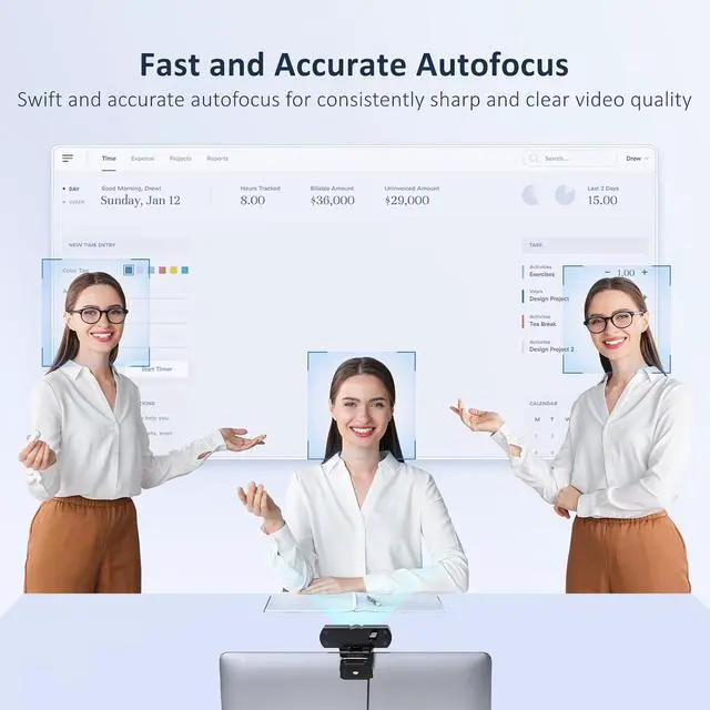 Alt view image 6 of 7 - NexiGo HelloCam Pro, Webcam with Windows Hello, 1080P 60FPS Autofocus, True Privacy, Automatic Electronic Shutter, Computer Camera, Microphone, Facial Enhancement, HD USB Web Cam