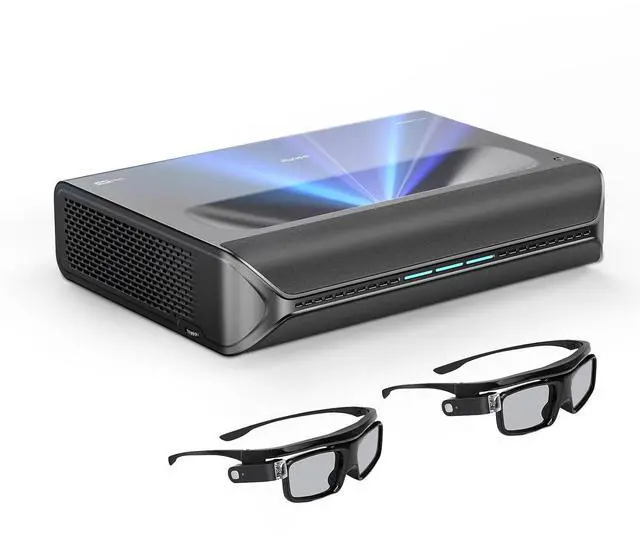 Main image of NexiGo Aurora Pro with 3D Glasses, Ultra Short Throw 4K Tri-Color Laser Projector, 2400 Lumens, Screen Adoption, Dynamic Laser Dimming, Dolby Vision & Atoms, UST Laser TV with DLP Link 3D Glasses