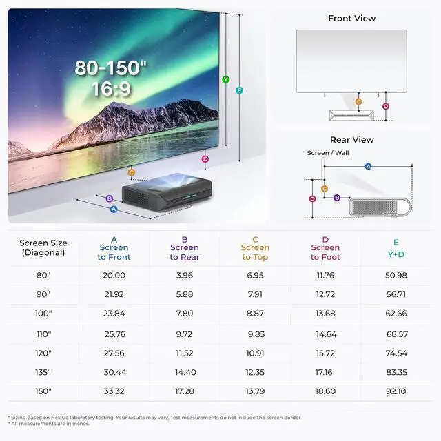 Alt view image 7 of 7 - NexiGo Aurora Pro with 3D Glasses, Ultra Short Throw 4K Tri-Color Laser Projector, 2400 Lumens, Screen Adoption, Dynamic Laser Dimming, Dolby Vision & Atoms, UST Laser TV with DLP Link 3D Glasses