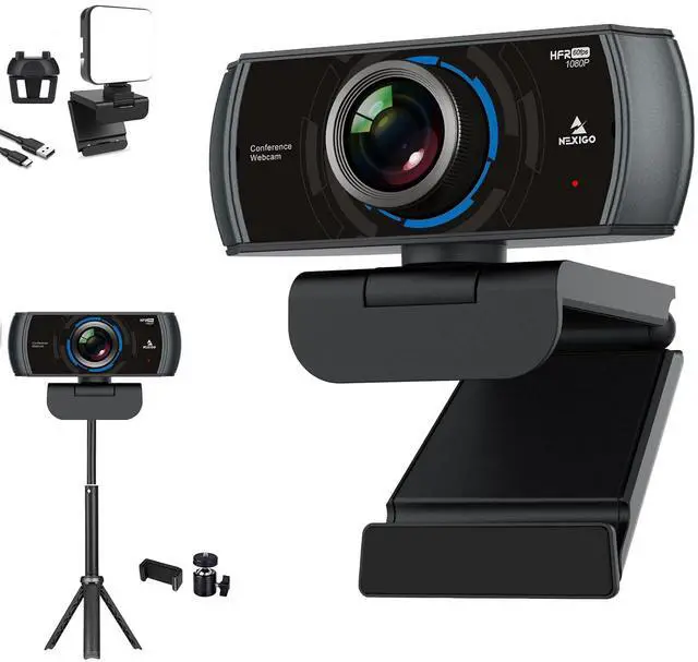 Main image of NexiGo 60FPS 1080P Webcam Kits, N980P HD Web Camera with Microphone, 120 Degrees Wide-Angle, Software Control, Lightweight Mini Tripod, Video Conference Lighting Kit, for Zoom/Skype/Teams