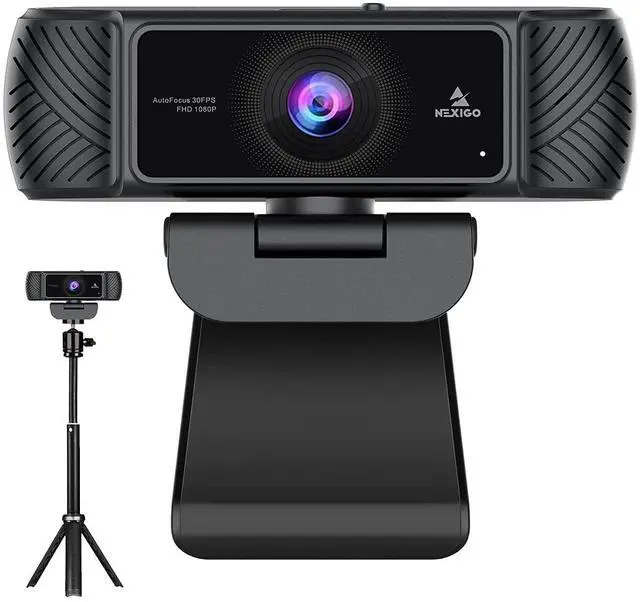 Main image of NexiGo 1080P AutoFocus Webcam with Mini Tripod, FHD USB Web Camera with Microphone & Privacy Cover, Extendable Tripod Stand, for Zoom/Skype/Teams/Webex, MAC PC