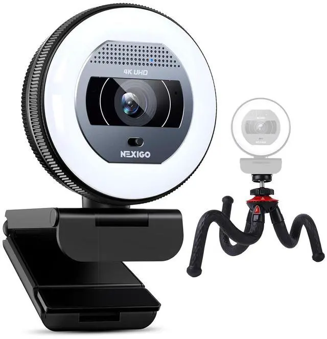 Main image of NexiGo 4K Autofocus Webcam Kit, N930E Pro UHD Webcam w/Ring Light, 1080P@60FPS, Dual Noise-Canceling Mics, Built-in Privacy Shutter, Flexible Tripod Stand, Web Cam for Streaming/Meeting/Gaming