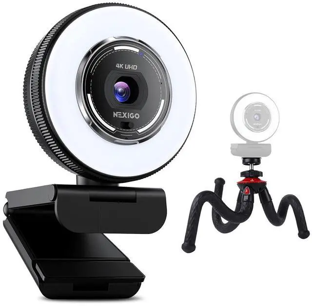 Main image of NexiGo 4K Streaming Webcam Kit, N680E Pro UHD Webcam w/Ring Light, PDAF Autofocus, 1080p 60FPS, Dual Noise-Canceling Mics, Privacy Shutter, Flexible Tripod Stand, for Zoom/Teams/Twitch/Google Meet