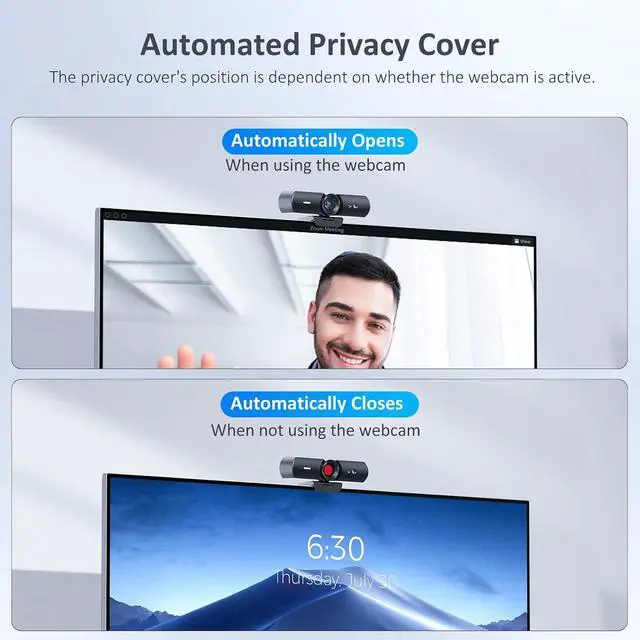 Alt view image 3 of 7 - NexiGo 1080P Webcam Kits, N930w HelloCam with Windows Hello, True Privacy, Automatic Electronic Shutter, Computer Camera, Lightweight Mini Tripod, for Zoom/Skype/Teams
