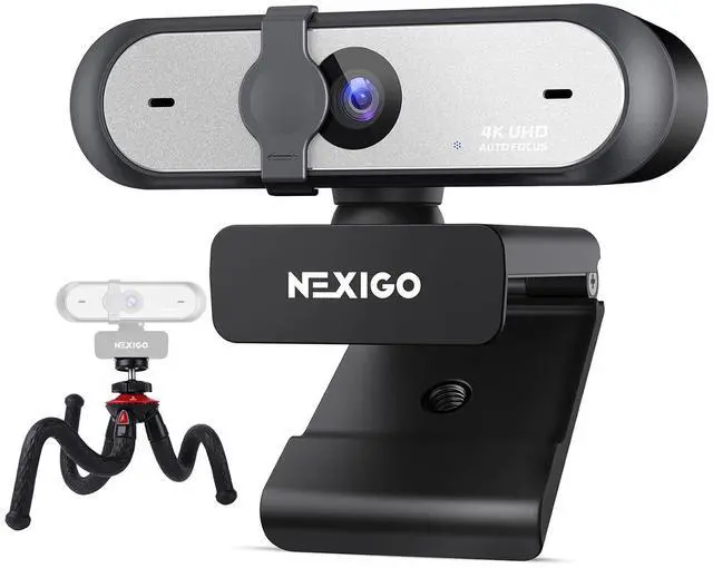 Main image of NexiGo 4K UHD Webcam Kit, N660P Pro Web Cam with Distortion-Free Lens, 1080p 60 fps Autofocus, 3DNR, Noise-Canceling Mics, Flexible Tripod Stand, for Gaming/Live Streaming/PC/Mac/Switch 2, Black