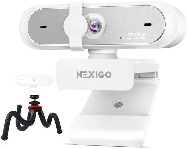Main image of NexiGo 4K UHD Webcam Kit, N660P Pro Web Cam with Distortion-Free Lens, 1080p 60 fps Autofocus, 3DNR, Noise-Canceling Mics, Flexible Tripod Stand, for Gaming/Live Streaming/PC/Mac/Switch 2, White