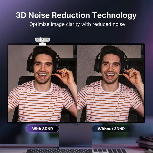 Alt view image 5 of 7 - NexiGo 4K UHD Webcam Kit, N660P Pro Web Cam with Distortion-Free Lens, 1080p 60 fps Autofocus, 3DNR, Noise-Canceling Mics, Video Conference Light, for Gaming/Live Streaming/PC/Mac/Switch 2, White