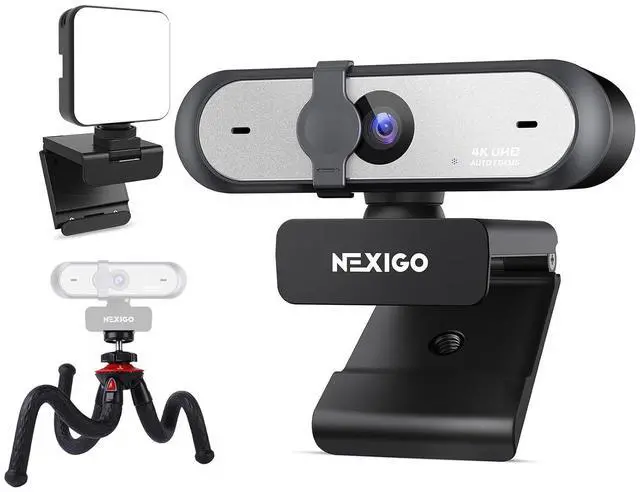 Main image of NexiGo 4K UHD Webcam Kit, N660P Pro 1080p 60fps Autofocus Webcam w/Distortion-Free Lens, Noise-Canceling Mics, Video Conference Light, Flexible Tripod Stand, for Gaming/Live Streaming/Switch 2, Black