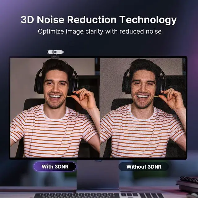 Alt view image 5 of 7 - NexiGo 4K UHD Webcam Kit, N660P Pro Web Cam with Distortion-Free Lens, 1080p 60 fps Autofocus, 3DNR, Noise-Canceling Mics, Lightweight Mini Tripod, for Gaming/Live Streaming/PC/Mac/Switch 2, Black