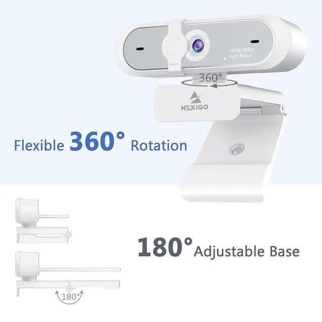 Alt view image 6 of 7 - NexiGo N660P (Gen 2) 1080P 60FPS Webcam with Software Control, Dual Microphone & Cover, Autofocus, HD USB Computer Web Camera, for OBS/Zoom/Skype/FaceTime/Teams/Twitch, White