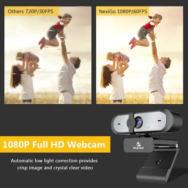 Alt view image 2 of 7 - NexiGo Webcam with USB C Adapter, 60FPS 1080P Webcam with Microphone, AutoFocus, Privacy Cover, Thunderbolt 3 to USB 3.0 Adapter, for Zoom/Skype/Teams Online Teaching, Laptop MAC PC Desktop