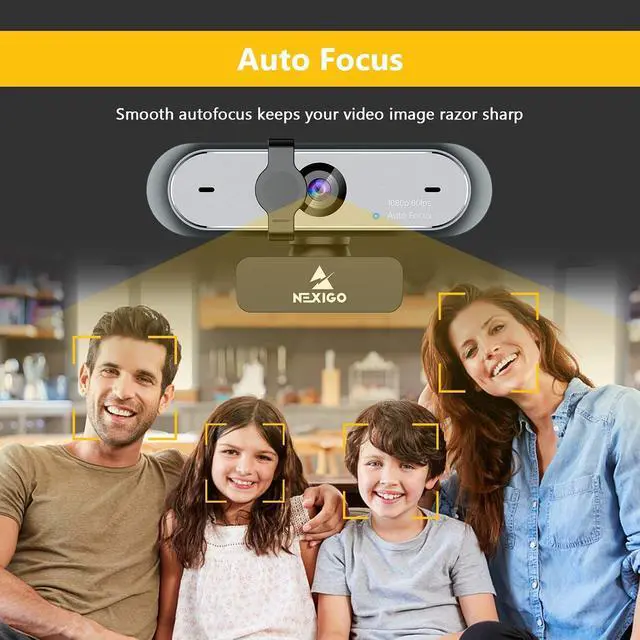 Alt view image 3 of 7 - NexiGo Webcam with USB C Adapter, 60FPS 1080P Webcam with Microphone, AutoFocus, Privacy Cover, Thunderbolt 3 to USB 3.0 Adapter, for Zoom/Skype/Teams Online Teaching, Laptop MAC PC Desktop