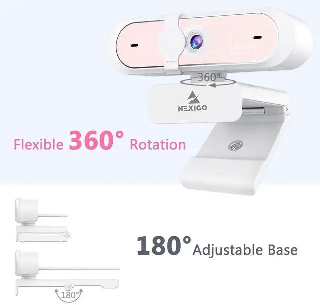 Alt view image 6 of 7 - NexiGo N660P 1080P 60FPS Webcam with Software Control, Dual Microphone & Cover, Autofocus, HD USB Computer Web Camera, for OBS/Zoom/Skype/FaceTime/Teams/Twitch, Pink