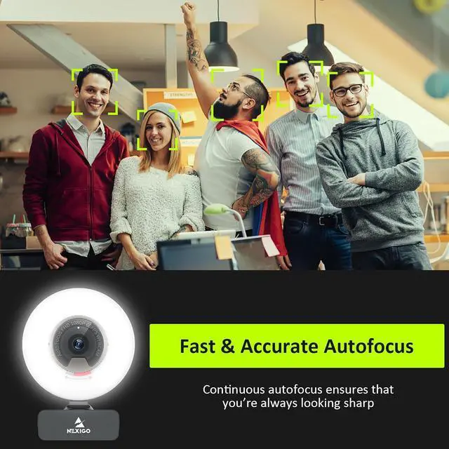 Alt view image 5 of 7 - NexiGo N960E 1080P 60FPS Webcam with Light, Software Included, Fast AutoFocus, Built-in Privacy Cover, USB Web Camera, Dual Stereo Microphone, for Zoom Meeting Skype Teams Twitch