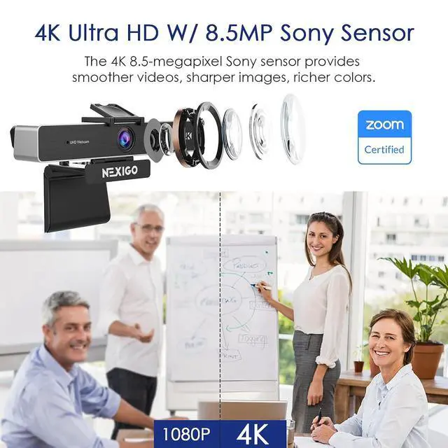 Alt view image 2 of 7 - Zoom Certified, NexiGo N950P 4K Zoomable Webcam with Remote Control, Sony_Starvis Sensor, 5X Digital Zoom, Pro Web Camera with Dual Stereo Mics, for Zoom Skype Teams Twitch