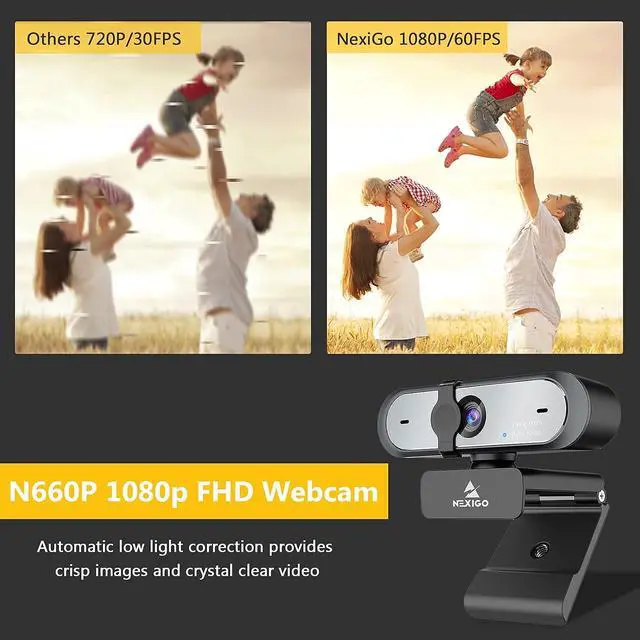 Alt view image 2 of 7 - NexiGo 60FPS 1080P Webcam Kits, N660P FHD USB Web Camera with Privacy Cover, Upgraded Video Conference Lighting, Extendable Tripod Stand, for Zoom/Skype/Teams