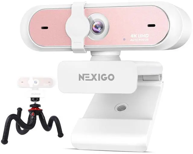 Main image of NexiGo 4K UHD Webcam Kit, N660P Pro Web Cam with Distortion-Free Lens, 1080p 60 fps Autofocus, 3DNR, Noise-Canceling Mics, Flexible Tripod Stand, for Gaming/Live Streaming/PC/Mac/Switch 2, Pink